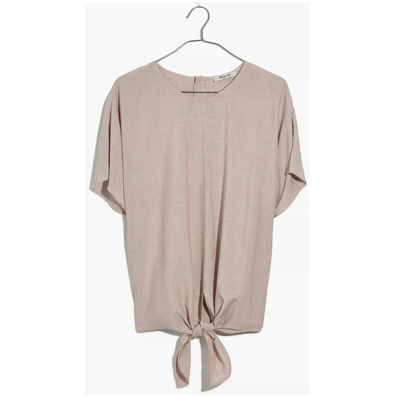 MADEWELL Striped Red White Button Back Tie Shirt - Picture 4 of 9